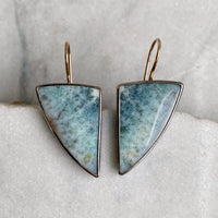 Amazonite & Opalized Wood Earrings